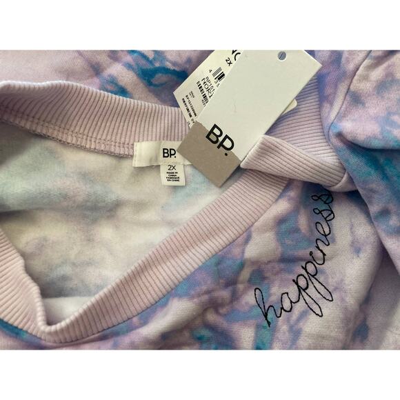 BP. Tie Dye Embroidered Happiness Sweatshirt Top Sz 2X/XXL Purple/Blue NWT - Picture 7 of 8